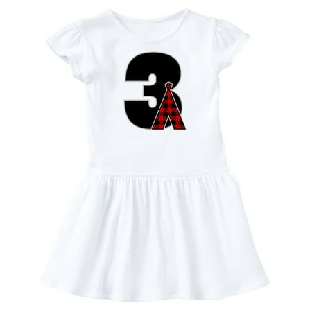 

Inktastic 3rd Birthday Buffalo Plaid Teepee Gift Toddler Girl Dress