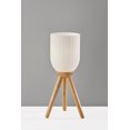 thumbnail image 3 of 23"" Natural Solid Wood Tripod Table Lamp With White Ribbed Glass Shade, 3 of 3