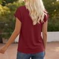 thumbnail image 5 of Craaazy Women's Relaxed Fit V Neck Blouse, Solid Color Short Sleeve Button Accent Tops, Comfy Casual Tee for Summer Gifts, 5 of 5