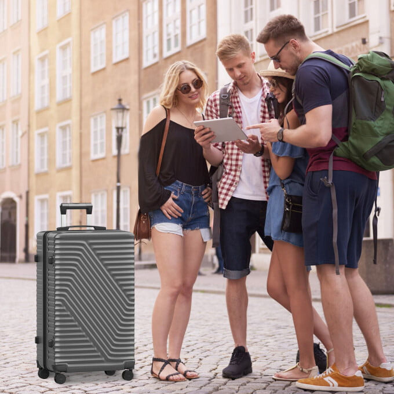 GIVIMO 3 Pcs Luggage Set Hard Shell Suitcase Set with Spinner Wheels, 20/24/28 inch,  Gray
