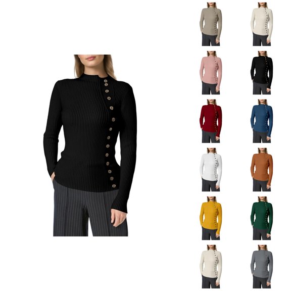 Sweaters for Women 2025 Fall Winter Long Sleeve Half Turtleneck Slim Fit Jumper Sweater Womens Pullover Sweaters