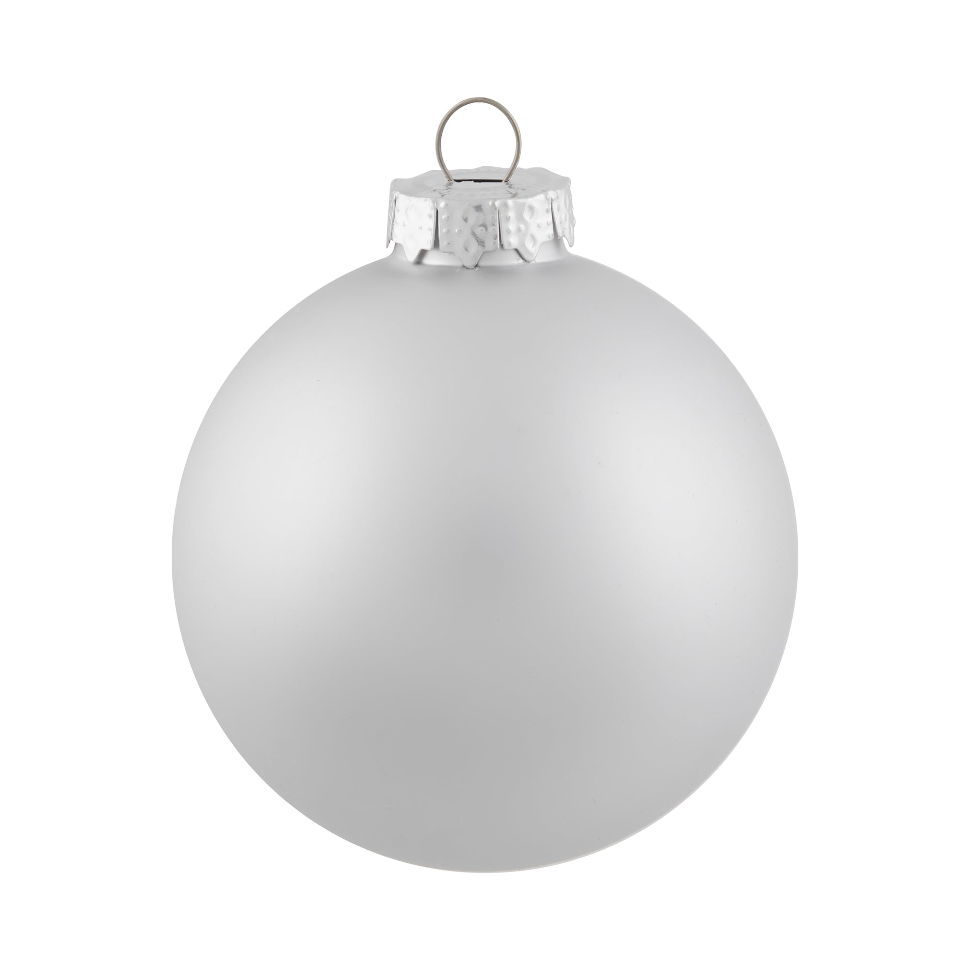 6-Piece Shiny and Matte Silver Glass Ball Christmas Ornament Set 3.25" (80mm)