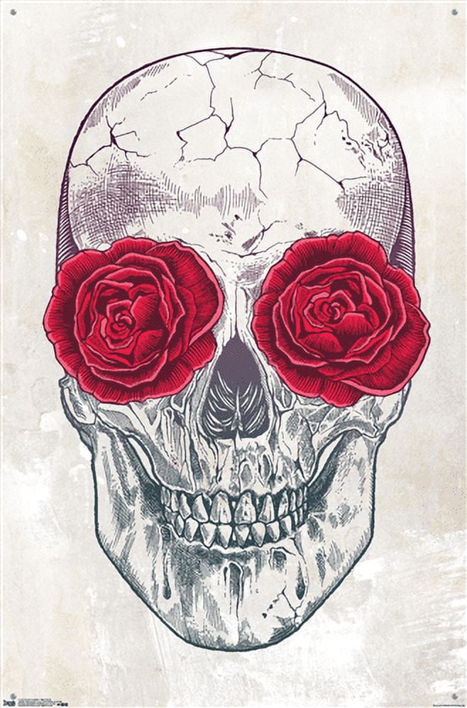 Rachel Caldwell - Skull Roses Wall Poster with Push Pins, 22.375" x 34"