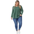 thumbnail image 3 of DARING DIVA Women's Plus Long Sleeve Pleated Crew Neck Blouse 2X Green, 3 of 6