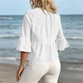 thumbnail image 4 of Neewe Women Classic Plain Fashion V-Neck 3/4 Sleeve Tops Casual Loose Basic T Shirt Daily Outfits, 4 of 6