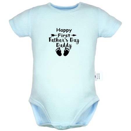 

Happy First Father s Day Daddy Funny Rompers For Babies Newborn Baby Unisex Bodysuits Infant Jumpsuits Toddler 0-24 Months Kids One-Piece Oufits (Blue 0-6 Months)