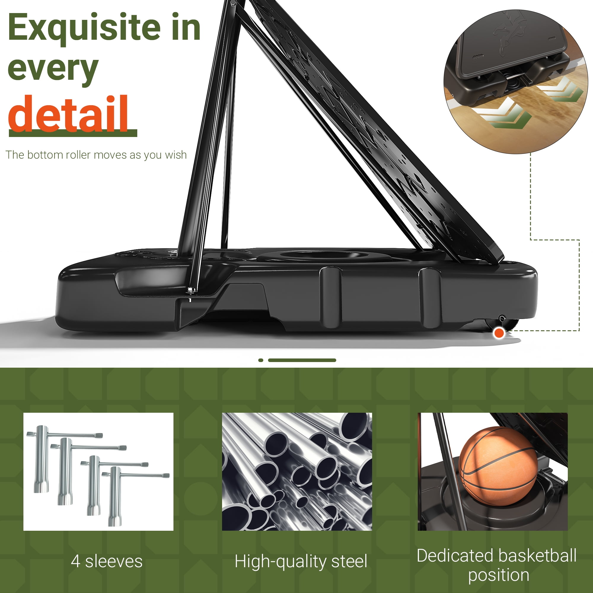 MUCHANT Portable Basketball Hoop, 4.4-10FT Adjustable Kids Basketball Goal System with 45’’PC Shatterproof Backboard for Outdoor Indoor