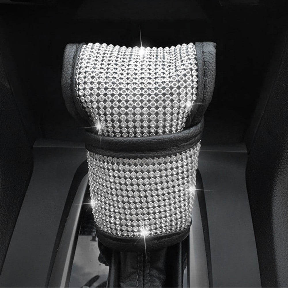 Include Car Gear Shift Cover,Car Seat Belt Covers,Car Sticker Ring Emblem for Women Girls 7 Pieces Bling Crystal Diamond Car Accessories Set
