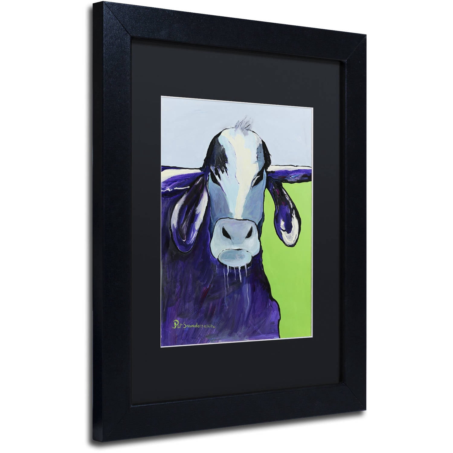 Trademark Fine Art "Bull Drool II" Canvas Art by Pat Saunders-White, Black Matte, Black Frame