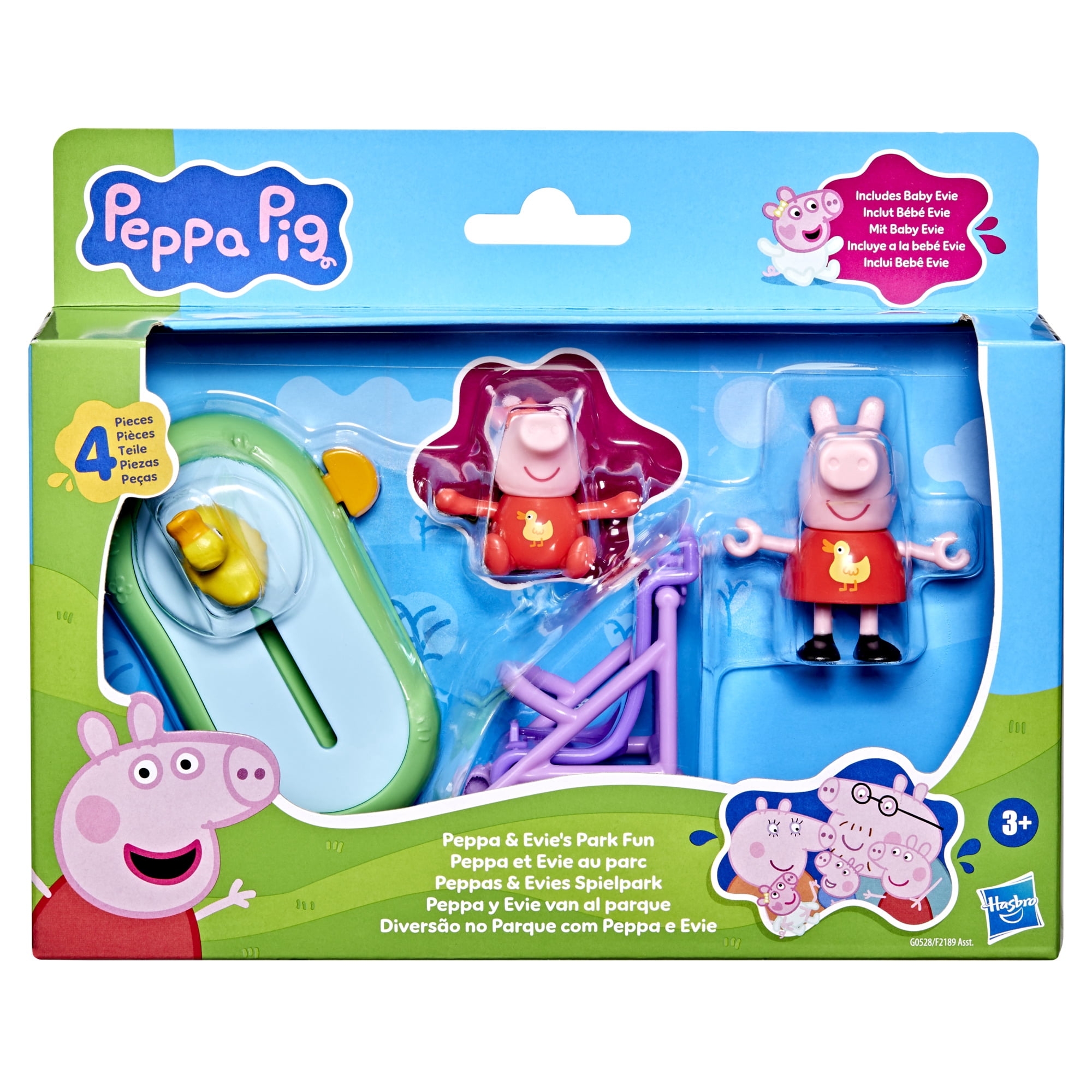 Peppa Pig Toys Peppa and Evie's Park Fun Playset with 2 Figures, Preschool Toys for Kids, 3 and up