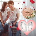 thumbnail image 2 of Xihbxyly Anillos de Pareja, Diseño de Corazón de Circonita con Electrocardiograma, Conjunto de Boda de Estilo Abierto, Material de Aleación Llamativo, Perfecto para Citas o Aniversarios, Regalo Román, 2 of 7