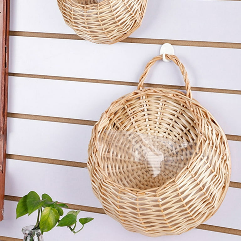 Wall Hanging Storage Basket Woven Plastic Rattan Basket Flower