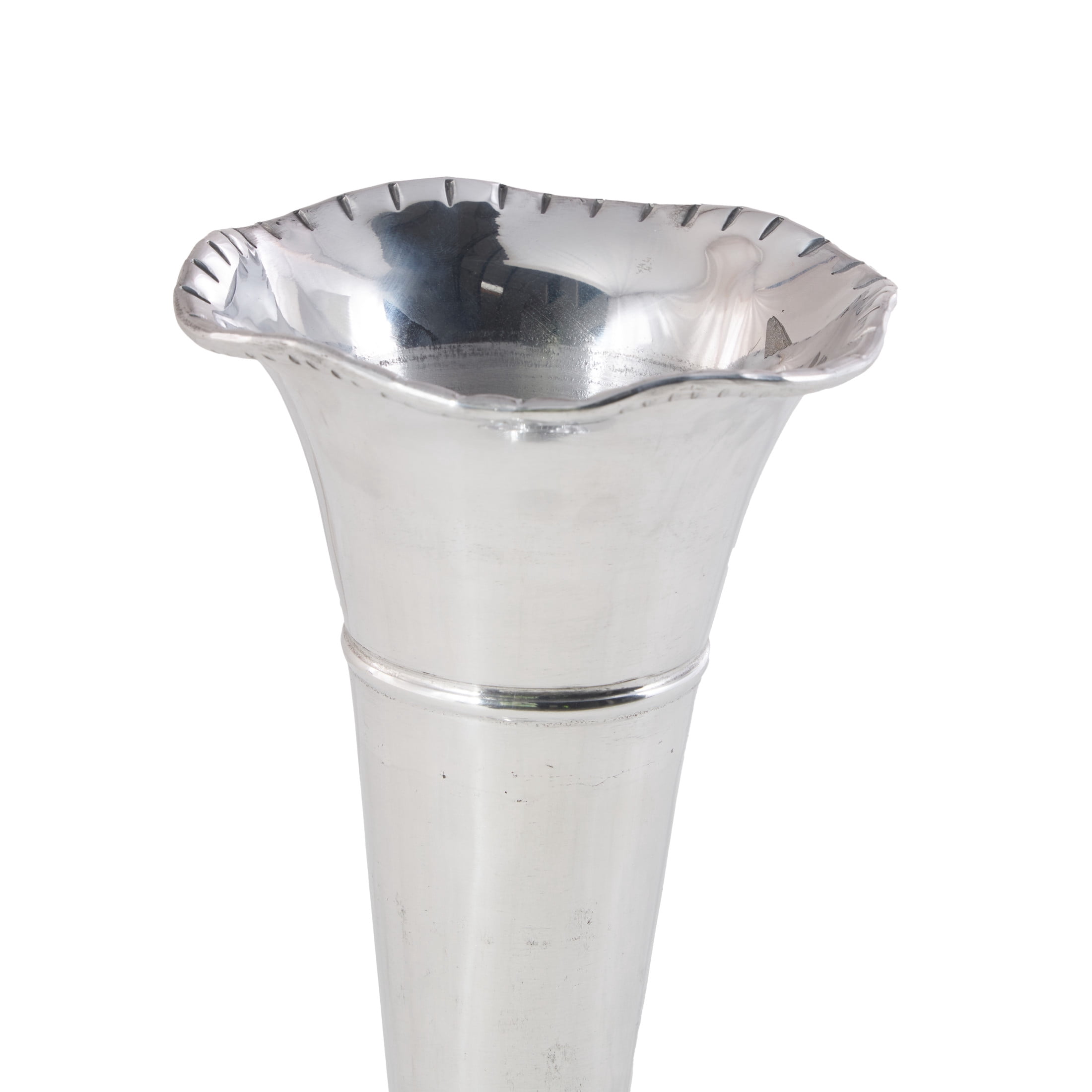 DecMode 15" Flute Shaped Silver Aluminum Metal Vase