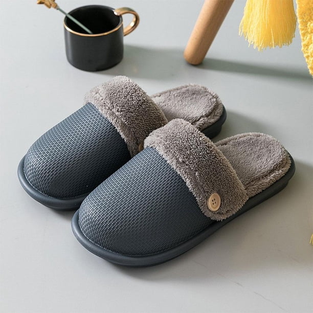Suave impermeable extraíble mujer hombre amante EVA invierno moda plataforma casa zapatillas antideslizantes piso hogar dormitorio zapatos interior y Gris 40-41 Macarena Zapatillas de invierno