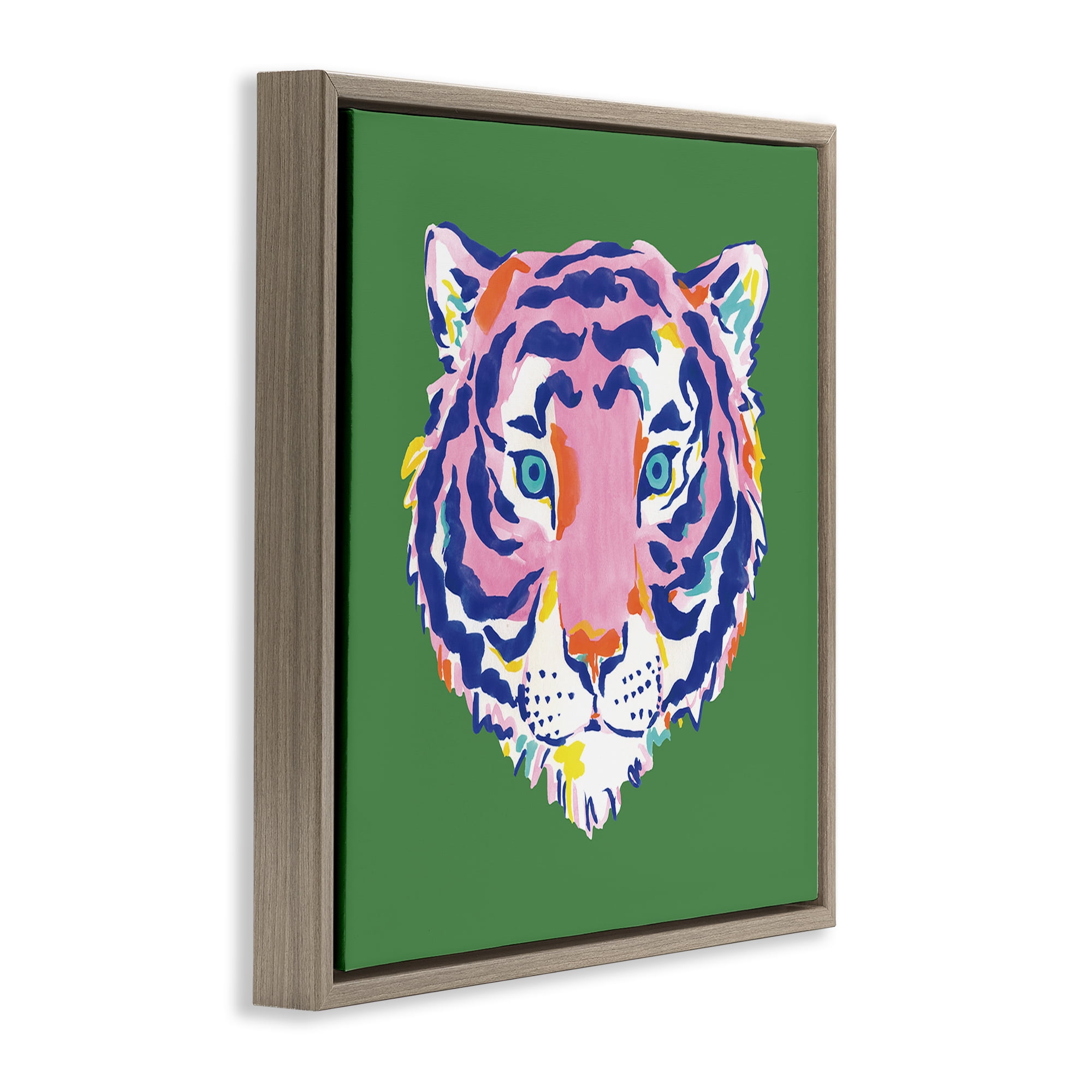 Stupell Industries Exotic Boho Tiger Face Brown Framed Floater Canvas Wall Art, design by Karolina Sato
