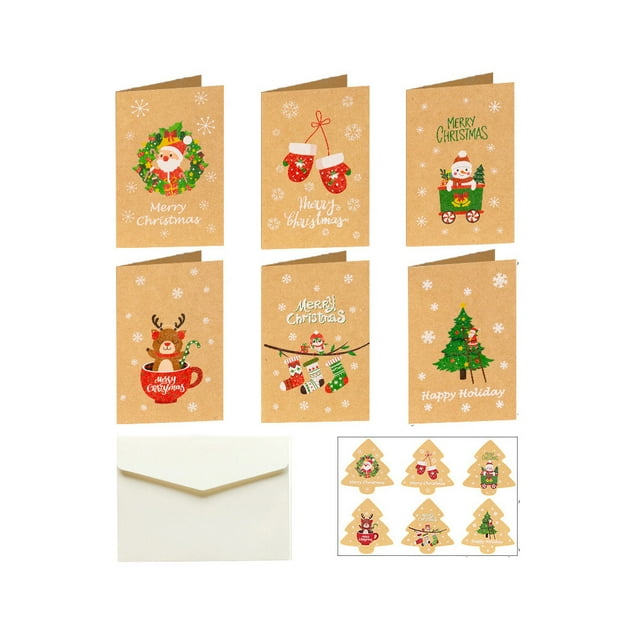Advancent Paquete de 6 Feliz Navidad Tarjeta de felicitación Sobre Pegatina Festival Celebración Invitación de boda Postal Regalos para niños Kits de decoración para fiestas
