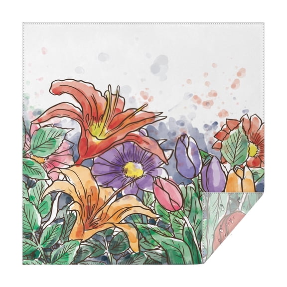 Floral Square Tablecloth 42x42in-Waterproof Polyester Printed Table Cover, Wrinkle Resistant & Washable for Kitchen Dining Picnic Party Decor, Buffet Table, Holiday Party, Dinner, Wedding , Flowers