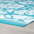 thumbnail image 5 of 5x7 Waterproof, Reversible Plastic Straw Outdoor Rugs for Patios | Also for Camping, RV, Deck, Porch, Balcony, Camp, Patio | Aqua, Floral | Size: 5' x 6'11'', 5 of 7