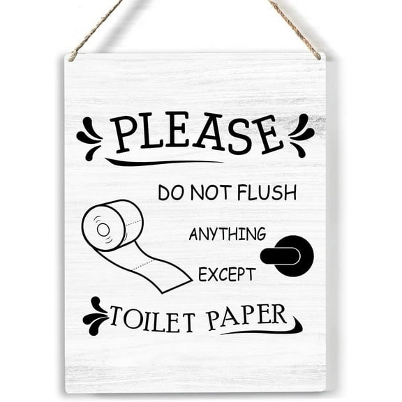 Please Do Not Flush Wood Sign Bathroom Wooden Signs Rustic Hanging Plaque Home Wall Art 8x10 Sign Wall Decor for Home Bathroom
