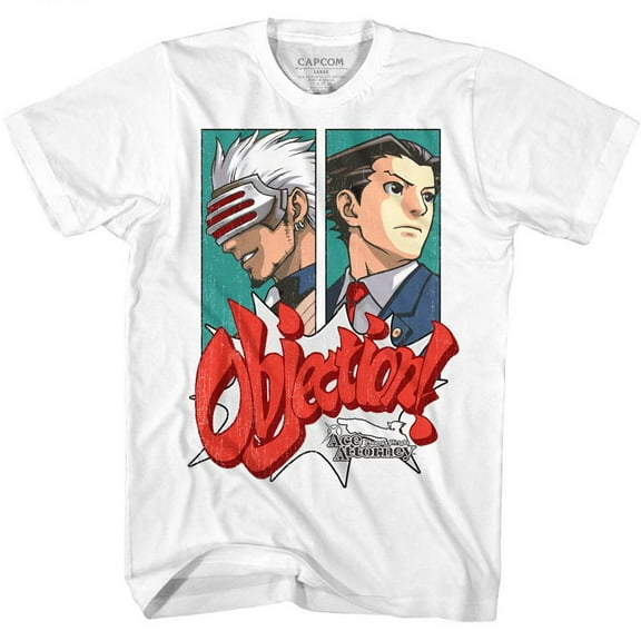 Ace Attorney Objection White Adult T-Shirt 5Xl