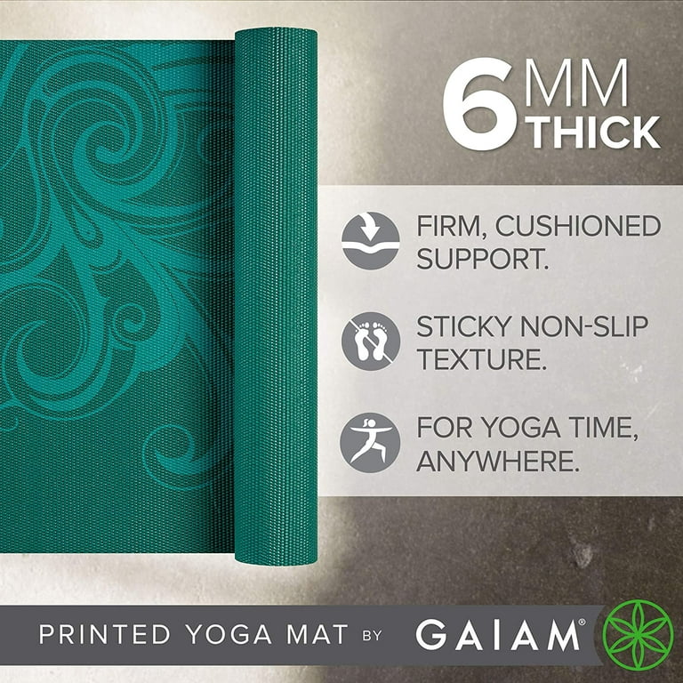 Gaiam Yoga Mat - Premium 6mm Print Extra Thick Non Slip Exercise & Fitness  Mat for All Types of Yoga, Pilates & Floor Workouts (68L x 24W x 6mm  Thick) Turquoise Surf 