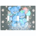 thumbnail image 2 of Metal Light Switch Wall Plate Outlet Cover (2 Teddy Bears Blue With Love Heart Balloon Flower - Triple Toggle), 2 of 2