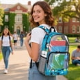 thumbnail image 3 of SEANATIVE 17 Inches Clear Backpack for Teens Kids Transparent Bookbag See Through School Bag PVC Heavy Duty Daypack with Adjustable Straps, Dog Paw Bone Blue, 3 of 7