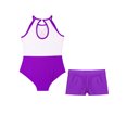 thumbnail image 4 of Hansber Kids Girls Gymnastics Outfit Glitter Rhinestones Leotard Ice Skating Bodysuit with Dance Purple 10, 4 of 5