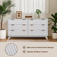 thumbnail image 6 of DSstyles Bedroom Chest of Dresser Wood, 54" Drip Pattern Six-Drawer Chest with Faux Marble Top, Wide Wood Farmhouse Dresser, Drawer Storage Organizer for Nursery, Bedroom, Living Room, Hallway, 6 of 9