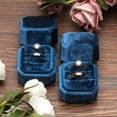 thumbnail image 6 of Small Velvet Ring Box Cut Edge Octagon for Wedding Engagement(Dark Blue), 6 of 6