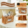 thumbnail image 3 of Tzdxfgl Wood Kitchen Utensil Holder for Countertop, Silverware Organizer with 3 Compartments, Large, Brown Sunflower, 3 of 11