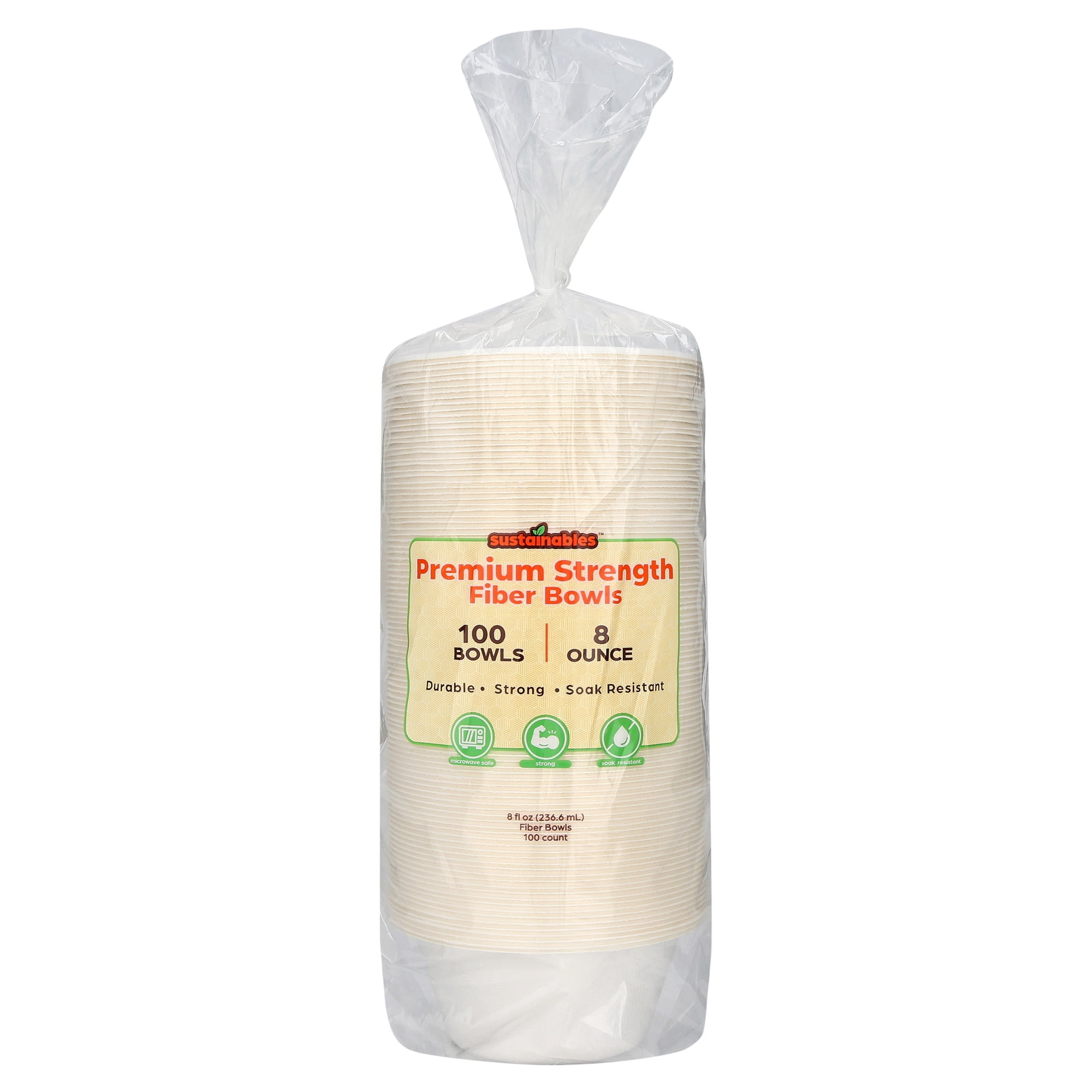 Heavy Duty Sustainables Premium Bowls 100ct, 8oz, Compostable, Eco-Friendly, Sugarcane