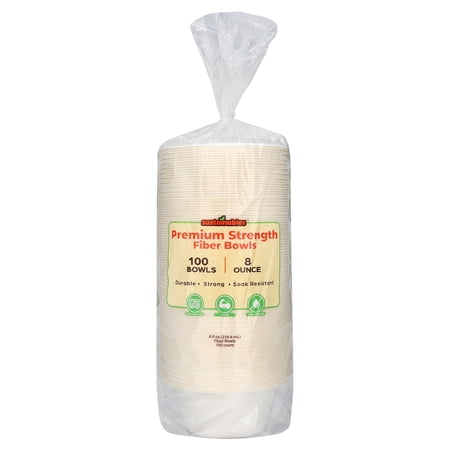 Heavy Duty Sustainables Premium Bowls 100ct, 8oz, Compostable, Eco-Friendly, Sugarcane