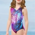 thumbnail image 4 of FOR U DESIGNS Novelty One Piece Swimsuit Teen Girls Bathing Suit for Beach Swimming Pool Galaxy Kids V-Neck Sleeveless Summer Swimwear Size 3-4, 4 of 8