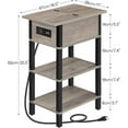 thumbnail image 2 of End Table with Charging Station, Flip Top Side Table with USB Ports, Narrow Nightstand Bedside Tables with Storage Shelves, for Small Space, Living Room,Greige and Black, 2 of 17