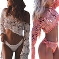 thumbnail image 2 of ZPAQI Women Sexy Swimwear Beach Swimsuit Suit Long Sleeve Cover-ups Crochet Bikinis, 2 of 15