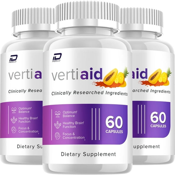 Vertiaid Supplement Capsules – Vertiaid All Natural Memory Focus Pills, 3 Pack, 180 Capsules