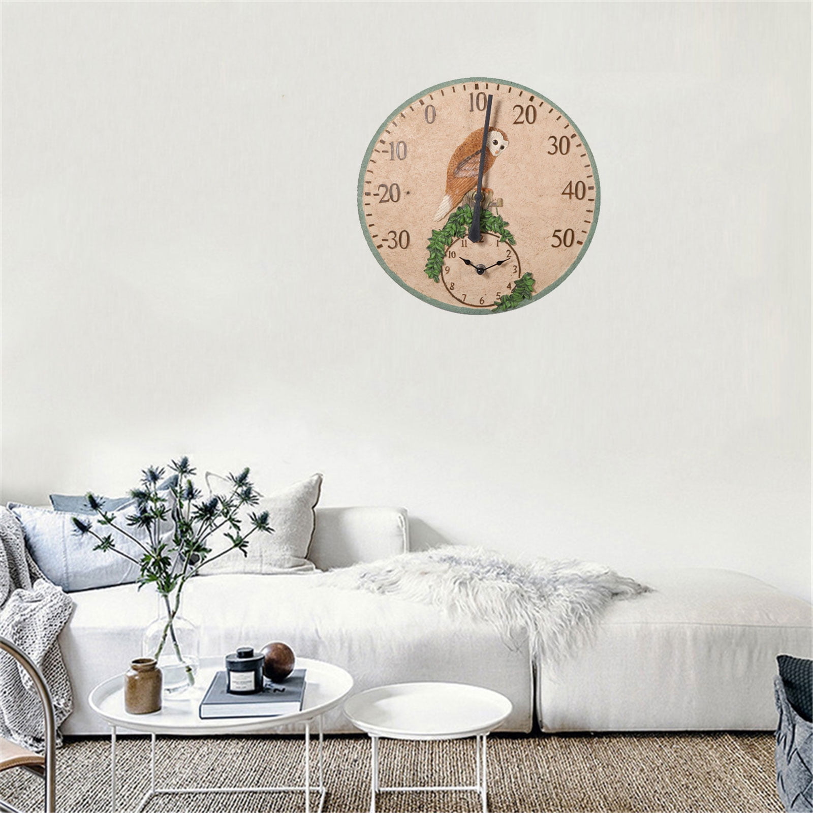 Outdoor Indoor Thermometers,Waterproof Clock with Thermometers Round Wall Clock with Thermometers for Pool Garden Patio