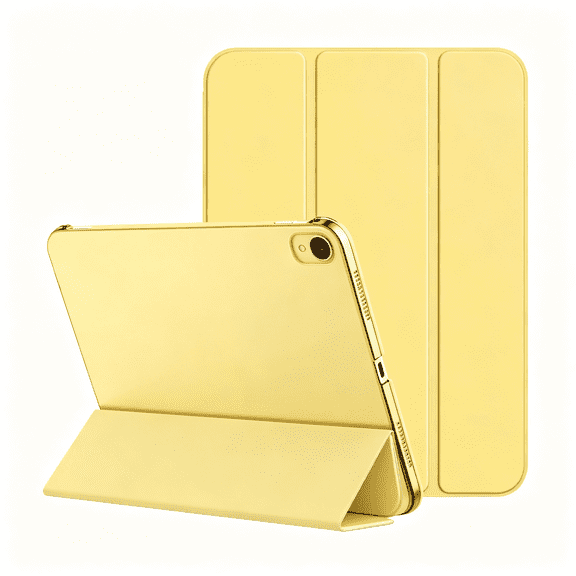 GJX Ipad A16 11Th Generation Case Ipad 10Th Gen Case Light Yellow Ipad 11/10.9 Inch Case 2025/2022 Slim Stand Hard Pc Translucent Back Shell Smart Cover Support Touch Id Auto Wake Sleep