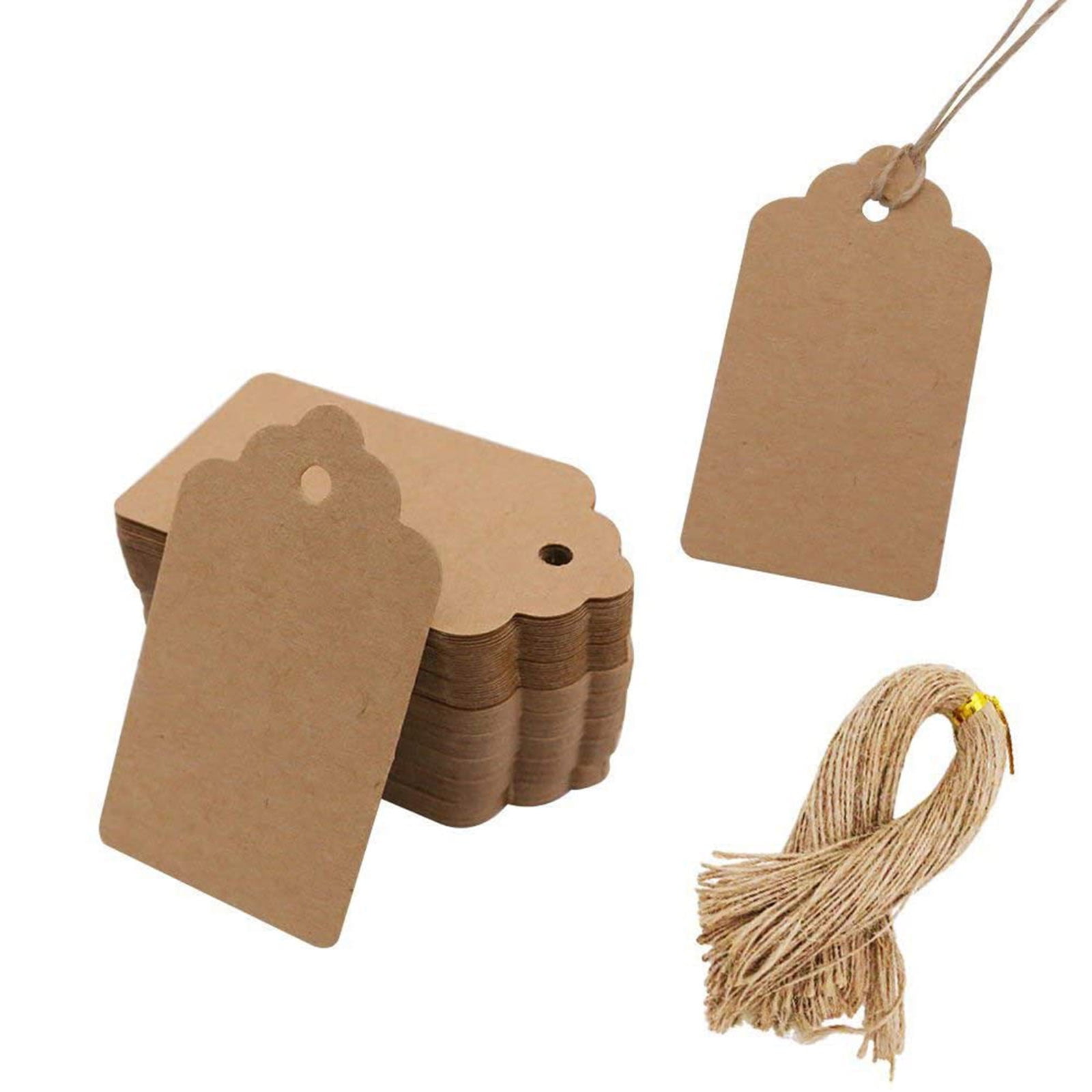 New 100Pcs Brown Kraft Paper Hang Tags Wedding Party Favor Label Price Gift Card 