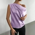 thumbnail image 3 of Women's Tennis Tanks Silk Satin Sleeveless U Neck Top with Lightweight Dressy Blouse Feel Casual Summer Sleeveless Shirt for Women Purple XXL, 3 of 6