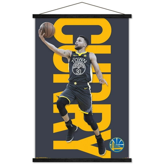 NBA Golden State Warriors - Stephen Curry 18 Wall Poster with Wooden Magnetic Frame, 22.375" x 34"