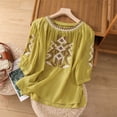 thumbnail image 2 of Kezqiaxn Plus Size Tops for Women Embroidery Half Sleeve Crew Neck Loose Shirts Business Casual Dressy Blouses, 2 of 5