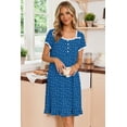 thumbnail image 3 of Ekouaer Nightgowns for Women Lace Trim Sleep Shirts Short Sleeve Night Shirts With Pockets Night Gown Ruffled Sleep Dress, 3 of 6