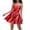 Dresses-414Red, variant on LEKWK Birthday Dress for Women Mini Dress Spaghetti Strap Party Dress Faux Leather Shine High Waist Flared Skirt Clubwear Night Out