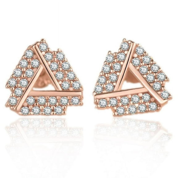 925 sterling silver earrings female triangle full of diamonds earrings Stud Earrings for Women
