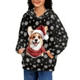thumbnail image 4 of DISNIMO Christmas Corgi Hoodies for Girls Boys Hoodie Size 8-10 Hooded Sweatshirt Kids Pullover Snowflake Hoodies Sweatshirts with Pockets for Boys Streetwear Hoodie Polyester, 4 of 7