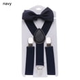 thumbnail image 1 of 1set Charming New Fashion Children Wedding Dress Baby Hair Bow Set Solid Color Elastic Braces Printed Bow Tie Cow Tie Belts Kids Suspenders NAVY, 1 of 1