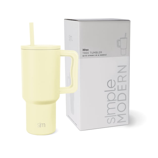 Vaso Simple Modern Trek de 900 ml con asa y tapa con pajita SS