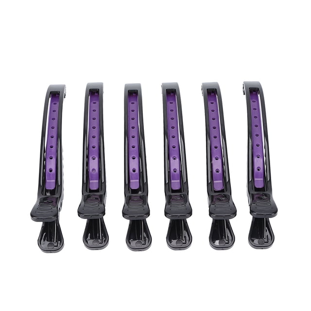 Pinza para el cabello profesional, 6 uds., portátil, para salón de casa, juego de pinzas para el cabello, herramienta de peinado para corte de pelo (negro y morado)